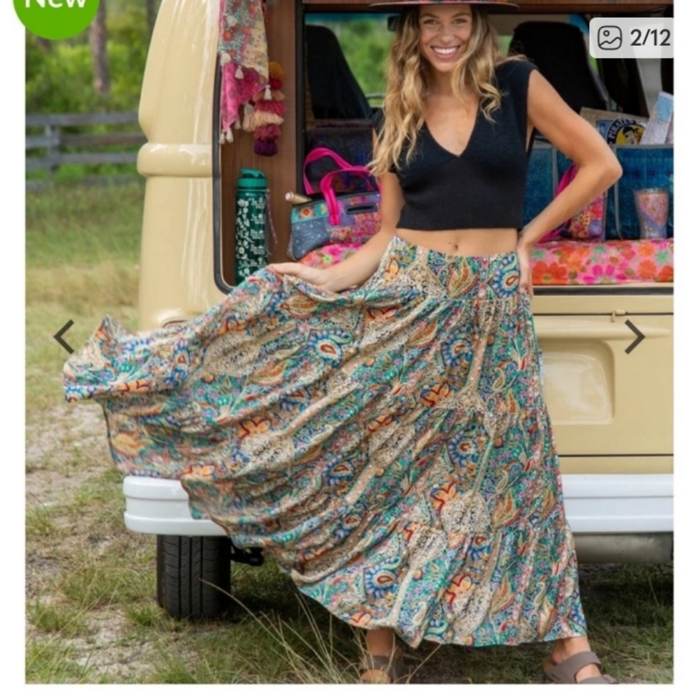 Natural Life Colorful Paisley A-Line Skirt Size m